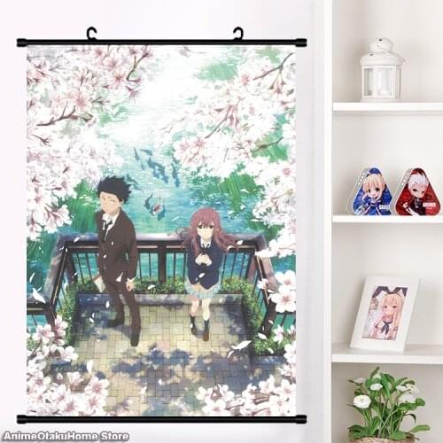 Cute Anime koe no katachi A Silent Voice Shoya Ishida Shoko Nishimiya Yuzuru Nishimiya Wall Scroll Mural Poster Otaku Home Decor