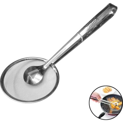 Multi-functional Filter Spoon With Clip Food Kitchen Oil-Frying BBQ Filters Stainless Steel Clamp Strainer Colanders Strainers