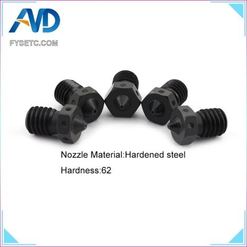 10pcs Hardened Steel V6 Nozzles For High Temperature Hardness 3D Print PEI PEEK Carbon Fiber Filament For E3D Titan Aero Hotend