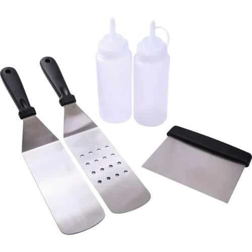 New BBQ Tools Iron Plate BBQ Spade 5-Piece Set Black Kitchen Tool Kitchen Use Solid Heat Resistance 2020