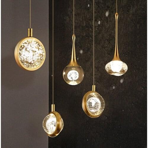 Postmodern light luxury duplex building villa crystal ball long line chandelier bedroom bedside meal bar Pendant Lights