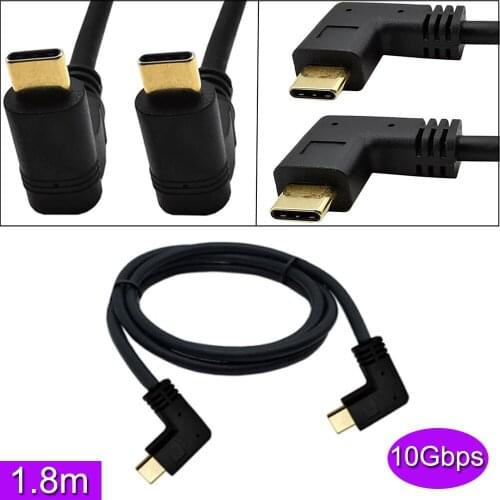 90° Angle Gold plated Type C to Type C Cable (3A) Male to Male 1.8m