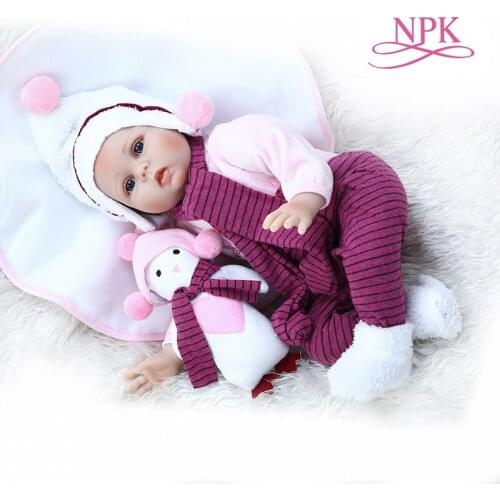 NPK 55CM lifelike bebe doll reborn baby doll toy handrooted hair soft weighted body newborn baby Birthday Gift