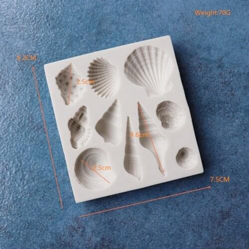DIY Lovely Shell Starfish Conch Silicone Chocolate Mold Fish Mermaid Tail Fondant Cake Decorating Tools Clay Resin Art Moulds