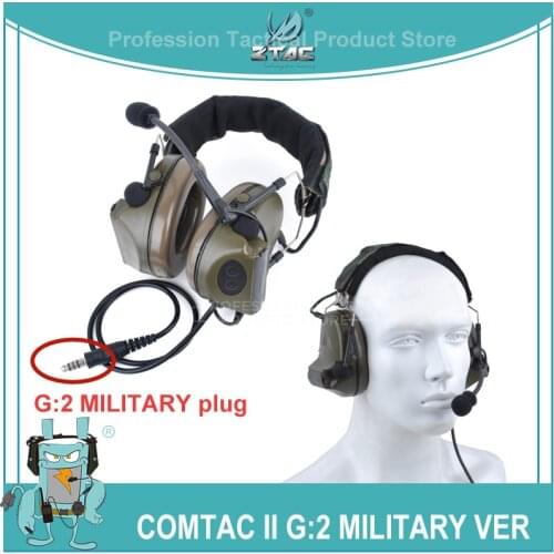 Z-tac Tactical Headset Comtac II SShooting Aviation Headset Pickup PTT Active Headphones G:2 Military Plug Peltor ZH041