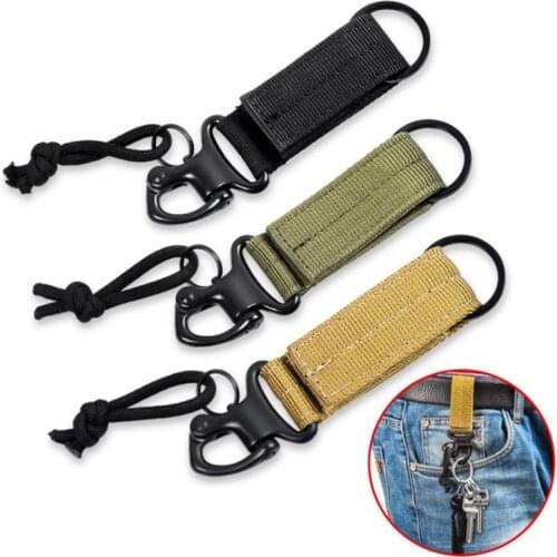 Tactical backpack multi-functional webbing keychain buckle for molle system belt outdoor hunting bags pouches