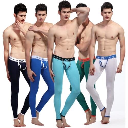 Mens Winter Modal Thermal Underwear Fashion Warm Underpants Low-waist Ankle Length Leggings Ultra-thin Long Johns Gay Male