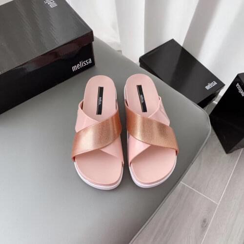 Melissa New Slippers Women Jelly Shoes 2020 Summer Women Flat Slippers Jelly Sandals Melissa Female Flip Flop
