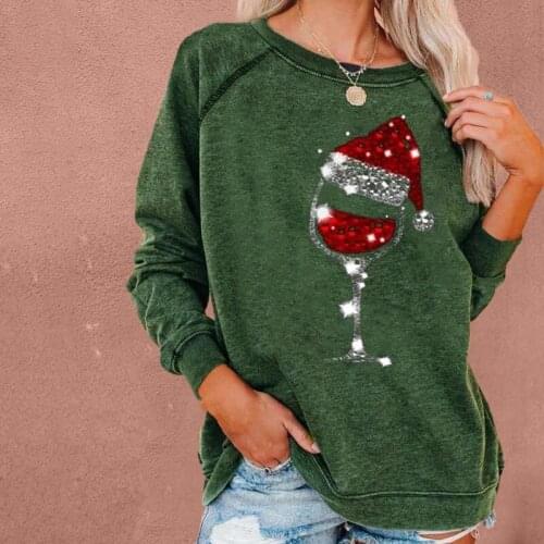 Women Tops Halloween Sweatshirt Print Long-Sleeved Casual Hoodie Round Neck Christmas Autumn Oversized Pullover Sweatshirt