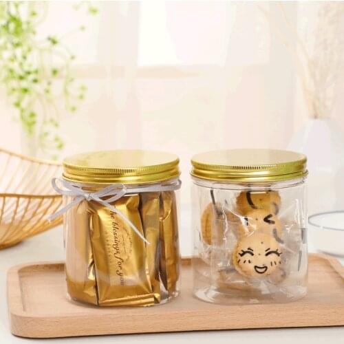 10sets Net red dessert cookie transparent jar candy bucket baking packaging jar cake box gift box party favors sealed lid bucket