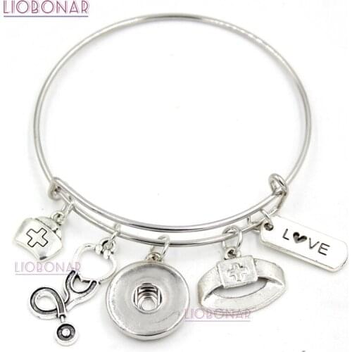 10PCS Wholesale Snap Bracelet Nurse Charm Bangle Adjustable Expandable Nurse Bracelets Jewelry for Nurse Gifts
