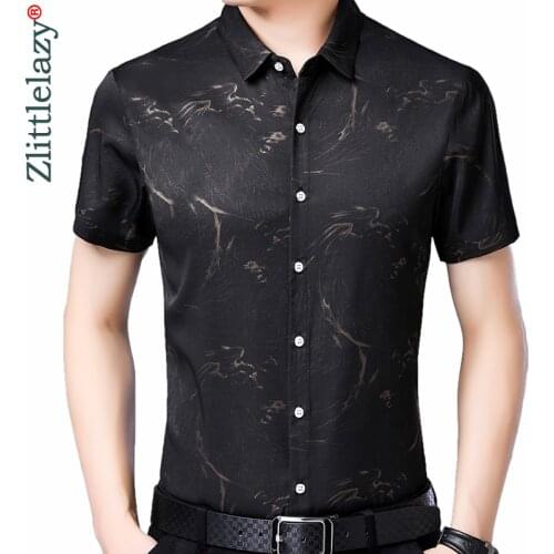 2020 Brand Short Sleeve Men Social Shirt Summer Streetwear Casual Vintage Shirts Dress Mens Regular Fit Clothes Fashions 0019