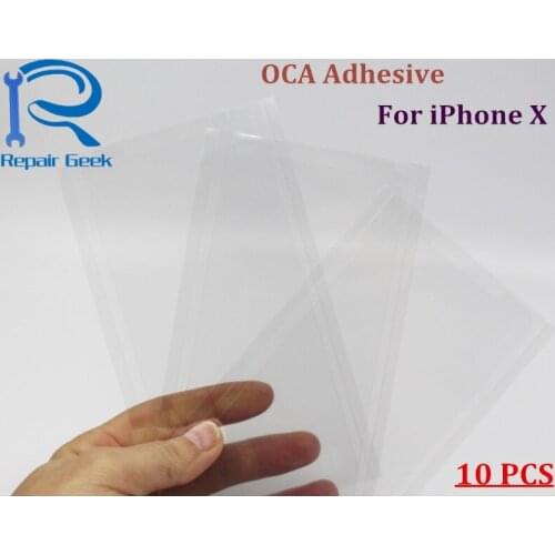 250um OCA Clear Optical Adhesive for iPhone X OCA Glue For IX IPX LCD Glass Glue Film +Easy Tear Stick Repair Parts 10pcs