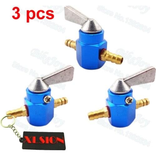 3pcs/pack Blue 1/4" CNC Gas Fuel Tap 6mm For Shut Off Inline Petcock Valve Pit Dirt Bike ATV Quad
