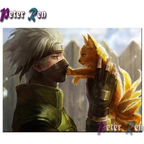 5d Diamond painting Comic Fire Ninja and a cat DIY Square\Round Rhinestones Embroidery Mosaic pictures Children decoration gift