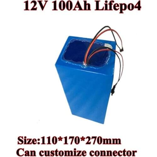 12V 100Ah LiFepo4 Battery Pack for RV Camping Car Marine Solar System Boat Caravan Motor Home + 5A Charger for Electric Bike