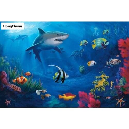 Diamond embroidery, shark, 5d diamond painting square, round diamond inlay, rhinestone pictures, cross stitch, new year, gifts