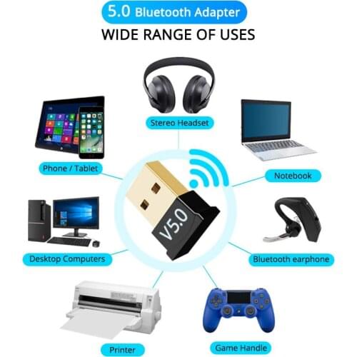 Wireless USB Bluetooth 5.0 Adapter Transmitter Music Receiver Mini USB Dongle Audio Adapter for Computer Laptop Tablet Headset