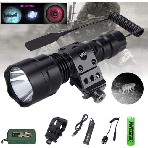 5W C8 IR 850nm 940nm Flashlight Tactical Night Vision Red Night Vision Remote Control Hunting Torch 1MODE With Laser Dot Sight