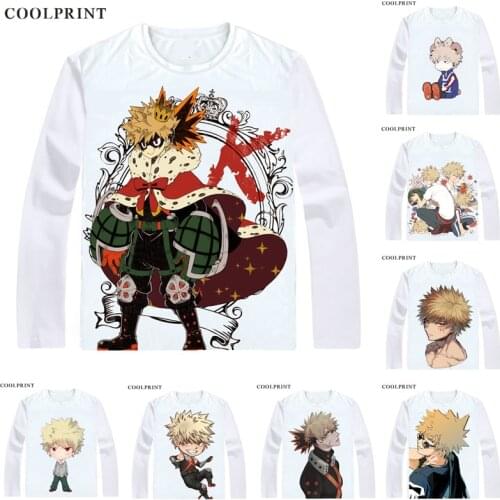 Bakugou Katsuki T Shirt Boku no Hero Academia My Hero Academia Men T-shirt Casual Vintage TShirt Printed Long Sleeve Shirts