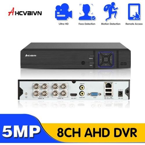 6 in 1 H.265+ 8ch AHD video hybrid recorder for 5MP/4MP/3MP/1080P/720P Camera Xmeye Onvif P2P CCTV DVR AHD DVR support USB wifi