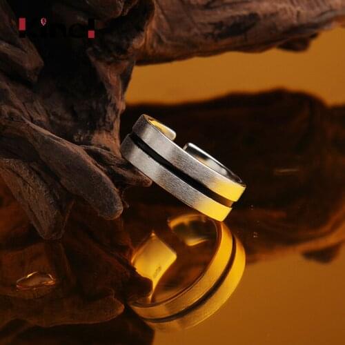 Kinel Rings For Women Real Silver 925 Jewelry Black Enamel Pull Wire Unisex Fashion Wedding Party Accessories 2021 New