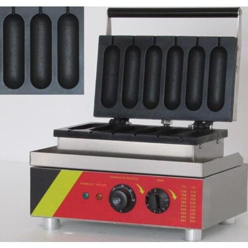 Six pieces model commercial hotdog waffle maker_ lolly waffle machine