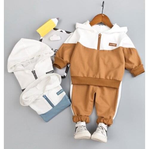 Boys Baby Clothing Girl Hooded Casual Clothes Set 2020 Fashion Patchwork Baby Boys Caot Pants 2pcs/set Children Tracksuit Sets