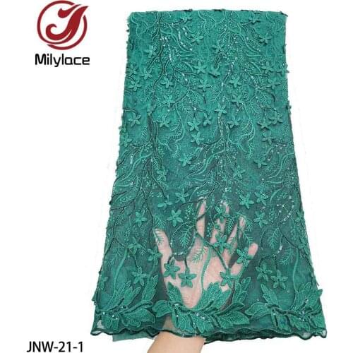 Nigerian Laces Fabric 2021 African Laces Fabrics with Sequins High Quality Nigerian Lace for Wedding Dress JNW-21