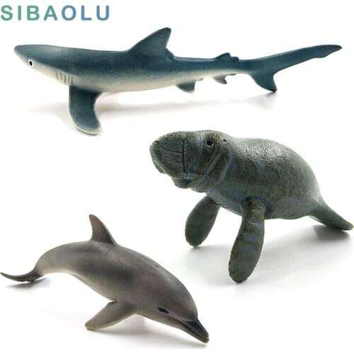 Simulation Small Blue Shark miniature Ornaments figure Animal Model Manatee Dolphin Figurine home decoration accessories decor