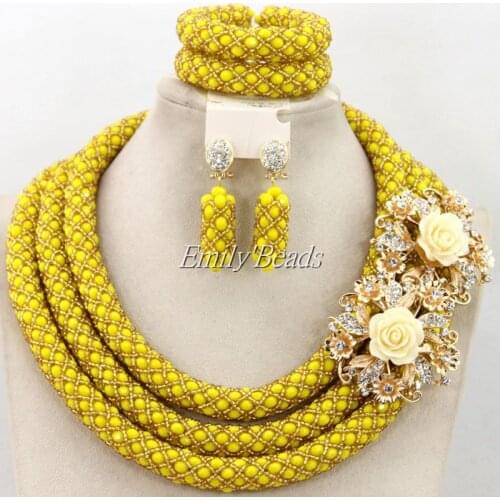 Fashionable Nigerian Wedding African Crystal Beads Jewelry Set Indian Wedding Bridal Necklace Jewelry Sets Free Shipping AMJ473
