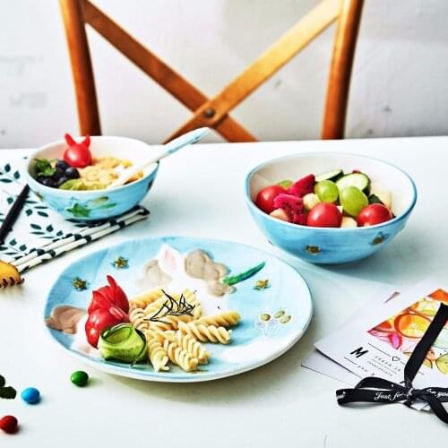 Cartoon household rice bowl students to eat rice Korean personality creative tableware baby children rice bowl single