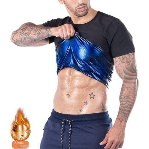 Men Sweat Body Shaper Workout Slimming T Shirt Waist Trainer Abdomen Tight Shapewear Fitness Tank Tops Weight Loss Corset Vest