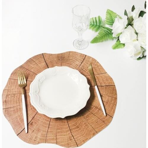 New Round Wood Grain Placemat Household Table Pad Insulation Placemat Individual Table