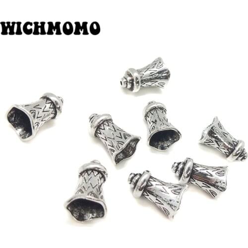 New 10pcs/bag 17mm Retro Plated Zinc Alloy Flowers Shape Beads Tassels End Cap Charms for DIY Earring Jewelry Accessories