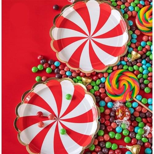 Disposable Cake Plate Rainbow Colorful Food Plate Dessert Plates for Birthday Wedding Party Afternoon Tea Party Decor Supplies