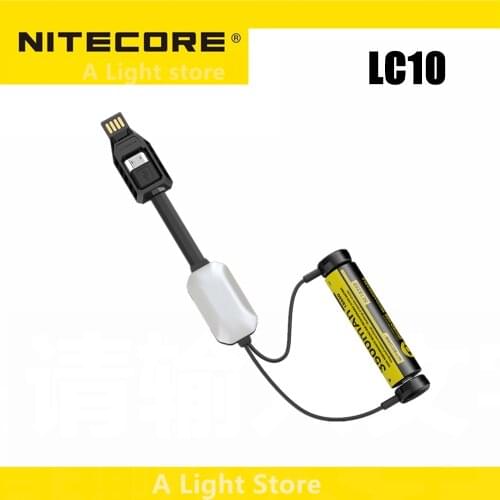 Original NITECORE LC10 portable USB charger for outdoor cylinder rechargeable Li-ion battery 1A MAX DC 5V with sensor light