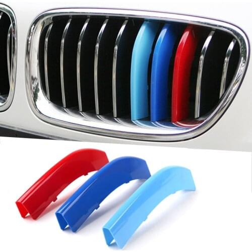 3pcs Front Grille Strips for BMW X3 F25 E83 2003 2004 2005 2006 2007-2010Motorsport Power M Performance Trim Cover Accessory