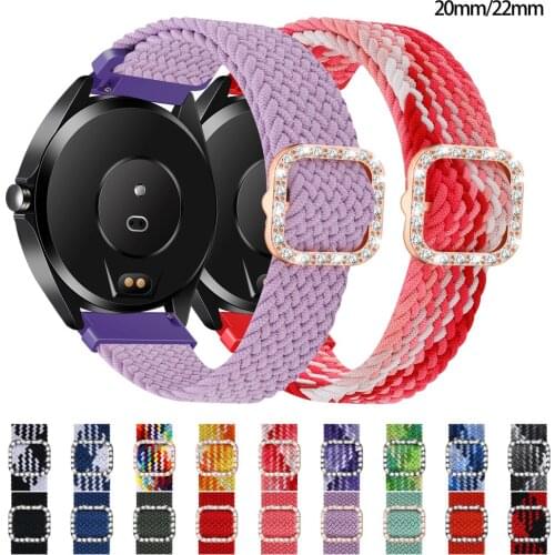 20mm 22mm Braided Nylon Bling Strap for Samsung Galaxy Watch 3 46mm 42mm active 2 Gear S3 Bracelet GT 2 2e Pro Sports Wrist Band