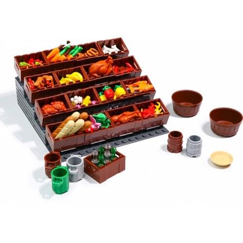 Bricks Full Set DIY Building Blocks Food Bread Fish Fruit Roast Chicken Toys Parts City Accessories Bricks Compatible All Brands