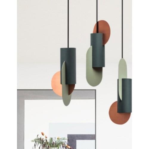 Modern Nordic Style Ceiling Pendant Light Dinning Room Bar Counter Bedside Kitchen Led Lighting Geometry Color Personality Lamp