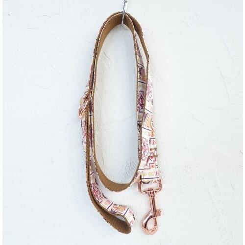 MUTTCO retailing high quality handmade adjustable dog collar THE FOLK BROWN dog leash 5 sizes UDC058M