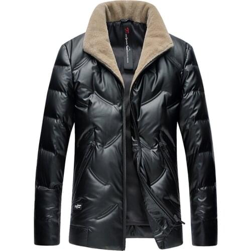 Luxury high quality white duck down jacket Mens flocking thick warm down coat Winter cold casual wool collar clothes