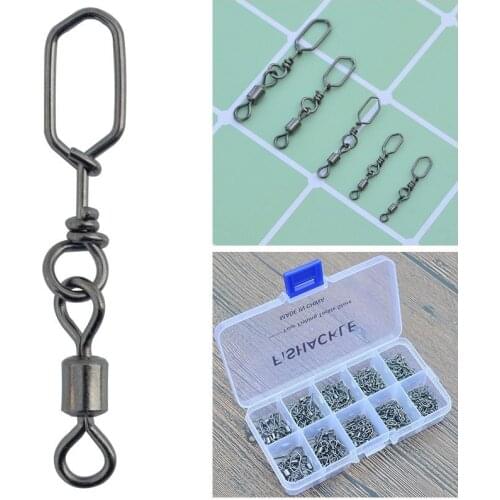 Fishing Swivel with Snap 150pcs/set Rolling Fishing Swivel with Square Snap Stainless Steel Fishing Clips Connector Accessories