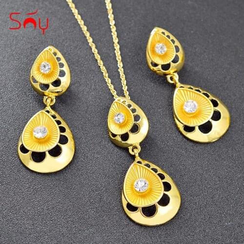 Sunny Jewelry Romantic Heart Jewelry Set For Women Necklace Earrings Pendant Hot Selling Jewelry Findings For Wedding Jewelry