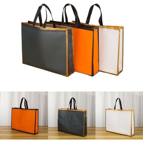 NEW Foldable Non-Woven Fabric Shopping Bag Thicken Reusable Tote Pouch Women Travel Storage Handbag Bag Rim