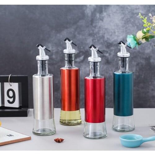 Glass Olive Oil Dispenser Bottle Oil And Vinegar Cruet with Pourers-- Olive Oil Carafe Decanter for Kitchen-10oz(300ml)