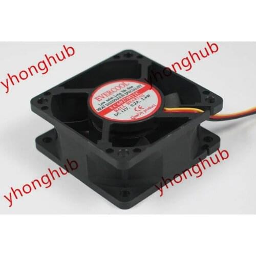 EVERCOOL EC6025H12C DC 12V 0.2A 3-wire 60x60x25mm Server Cooling Fan