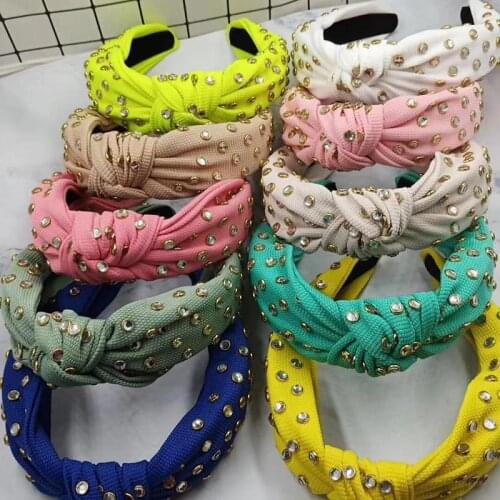 Vintage Thick Fabric With Rhinestone Knotted Hairband Knot Headband Hair Accessories Hair Jewelry