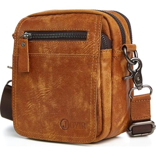 Male Genuine Leather Bags Man Vintage Flap Shoulder Crossbody Bags Male Small Messenger BagMen For Male Gift